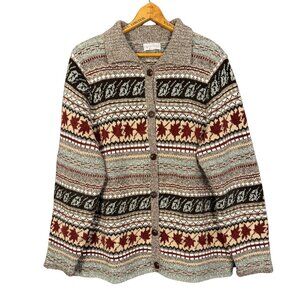 Vintage Button Front Cardigan Earth Tone Boho Cabincore Sweater Neutral Knit